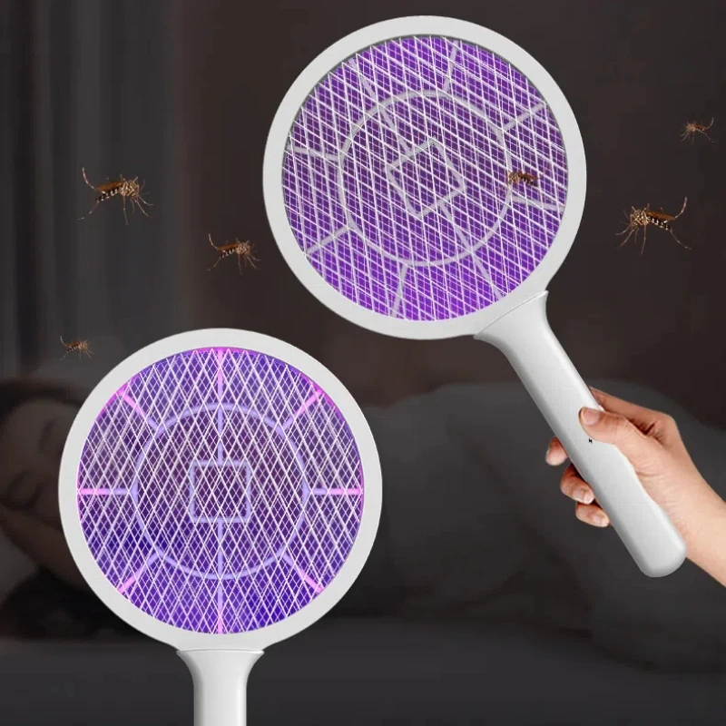 USB Rechargeable Mosquito Swatter Light Wave to Induce Mosquitoes and Electroshock to Kill Mosquitoes Electric Shock Swatter