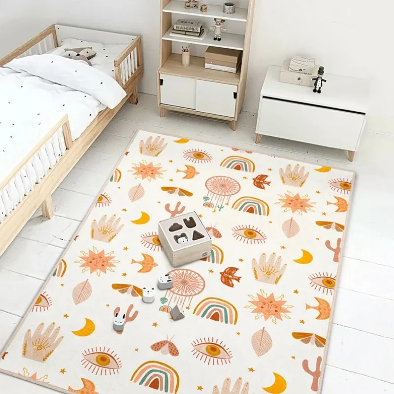 Sun Newborn Rug Bohem Rectangular Toddler Carpet Rainbow Nursery Rugs Eye Boho Infant Mat Anti Slip Crawling Mat for Kid's Room 3