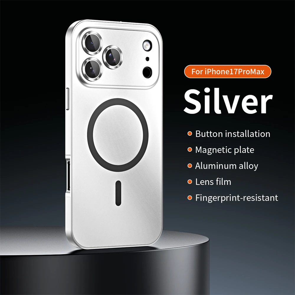Sleek Aluminum Magnetic Phone Case with Magsafe Compatibility and Shockproof Matte Finish