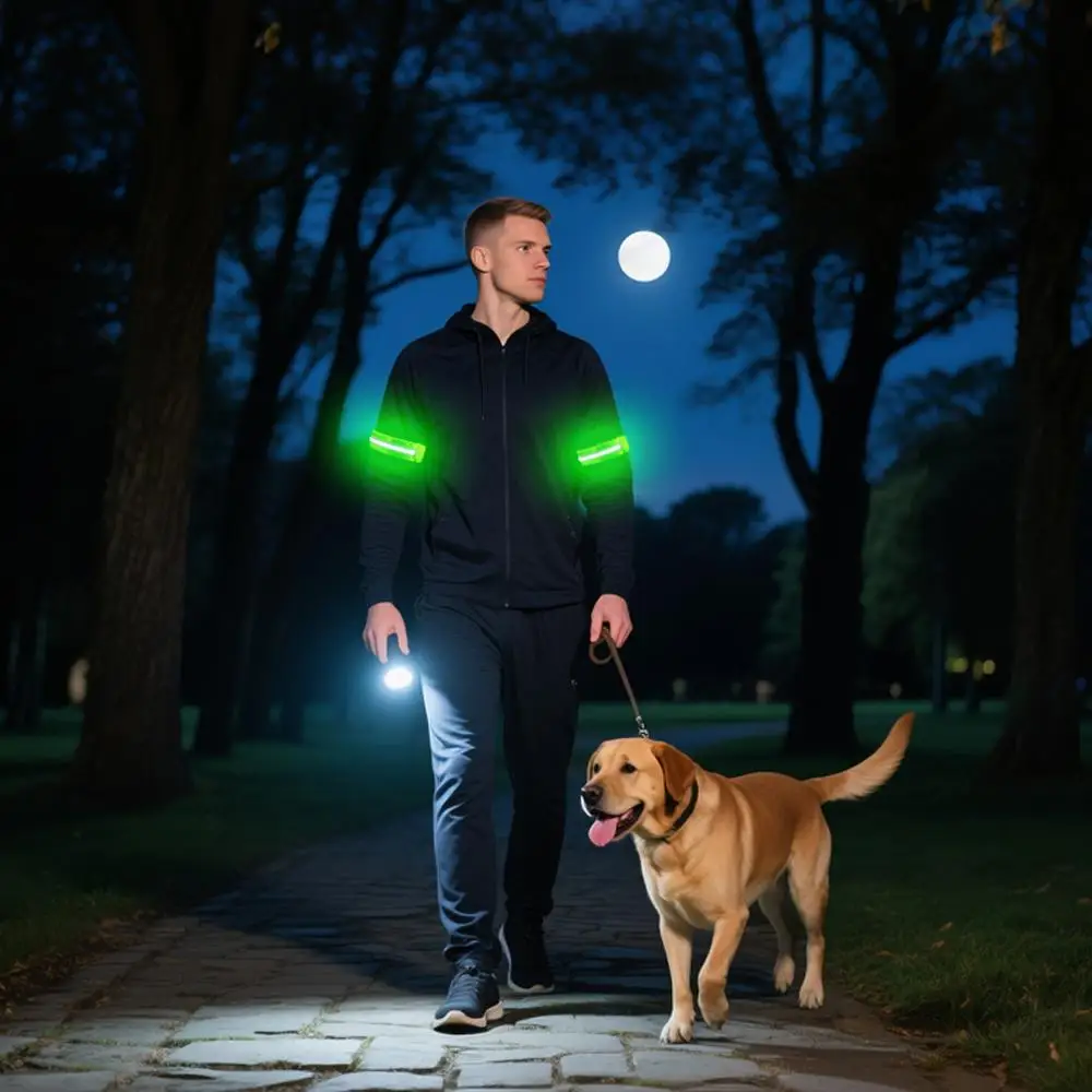 Night Sports Safety Reflector Tape LED Light Up Armband Outdoor Running Cycling  Safety Reflector Arm Belt Glow Sports Bracelet