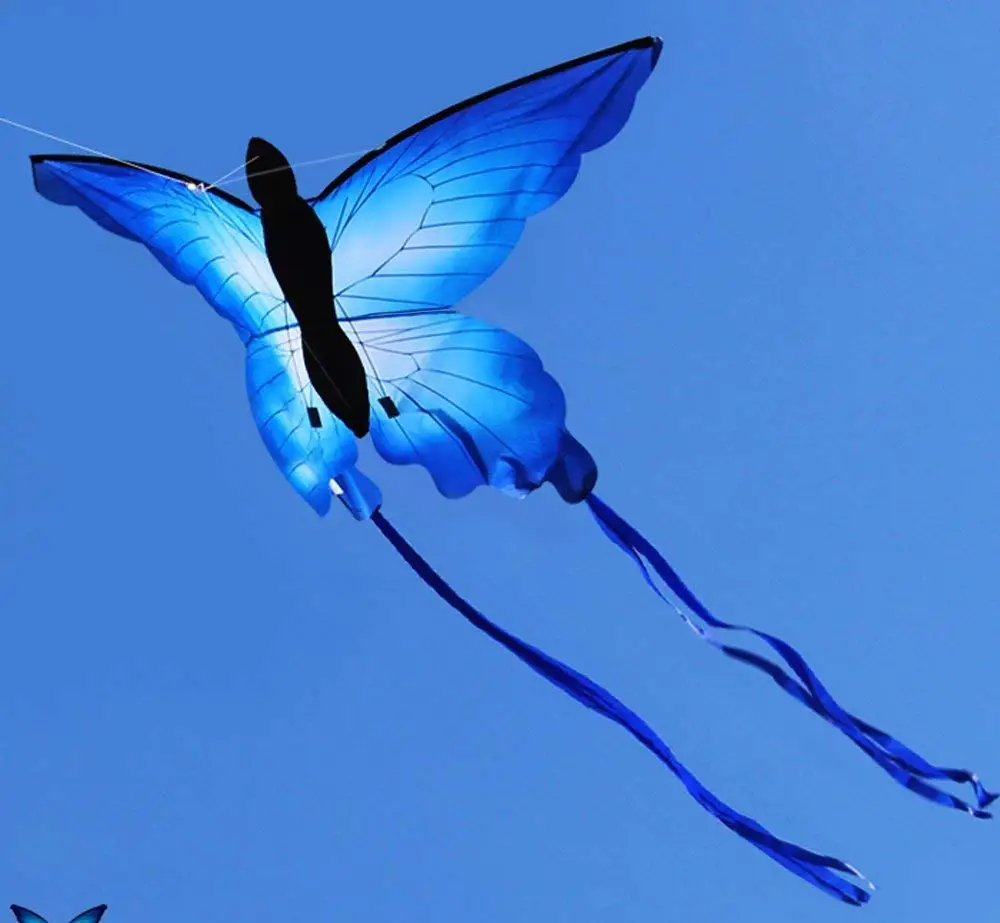 Large135cm Blue Butterfly LED Kite Single Line Bird Kites For Children Adults Outdoor Fun Animal Toy With Hand Line Factory 5
