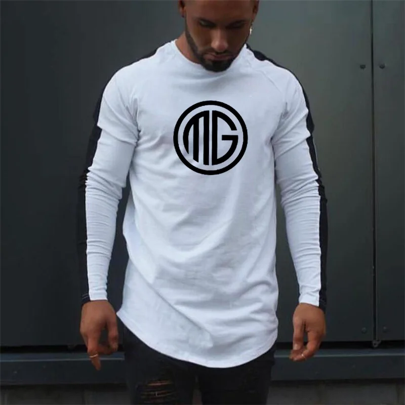 

Men's Spring and Autumn Sportswear Splicing Hoodless Sweater Fitness Running Breathable T-shirt