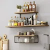 Wall Shelves Floating Mounted Wooden  Rack Kitchen Bathroom Organizer  Decor Garden Bathroom Accessories 4 Piece Set Wall shelfs 3