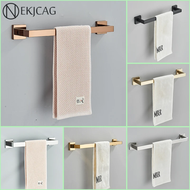 ราวแขวนผ้าทองคำสีกุหลาบราวผ้าขนหนูสแตนเลสแบบเรียบ, ราวแขวนอุปกรณ์ในห้องน้ำโลหะชั้นเดียวสำหรับแขวนผ้าขนหนูอุปกรณ์ในห้องน้ำ 1