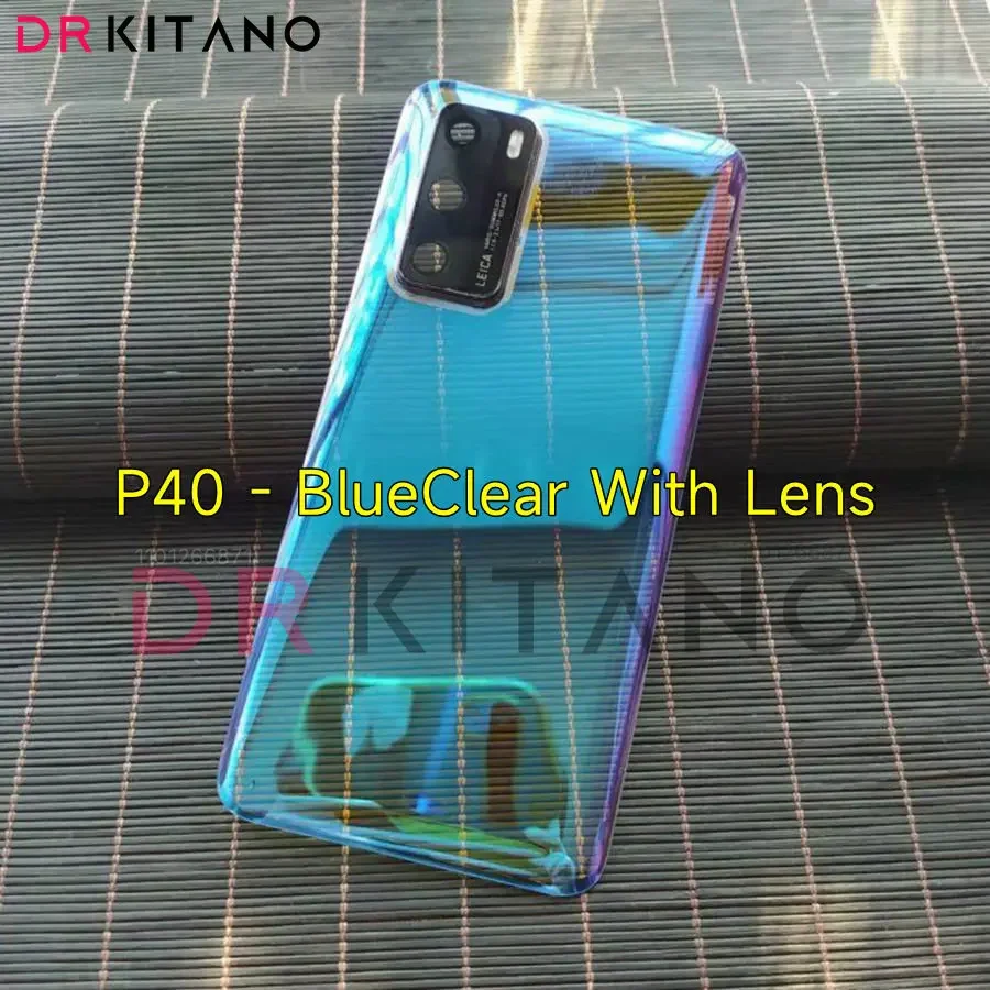 화웨이 P20 P30 P40 Pro 배터리 커버 후면 유리 패널 후면 하우징 케이스 + 카메라 렌즈 교체 용 투명 투명 유리