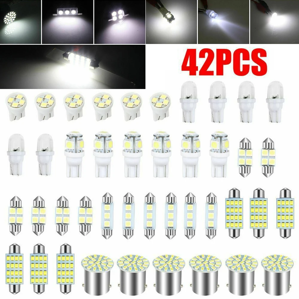 

42pcs Car LED Combination Set T10 1SMD Lens Width Indicator Light Double-point Reading Light License Plate Light Indoor 36mm 505