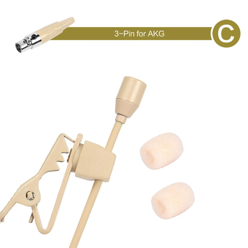 Lavalier Lapel Microphone Clip 3.5mm 3/4 Pin XLR Beige for Shure Wireless Audio Mic Clamps Accessories