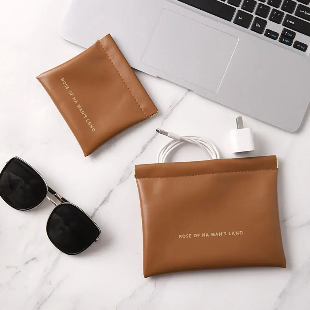 Fashion Simple Lipstick Makeup Bag Mini PU Jewelry Handbag Travel Portable Storage Bag for Women Girls L/M/S Size 2