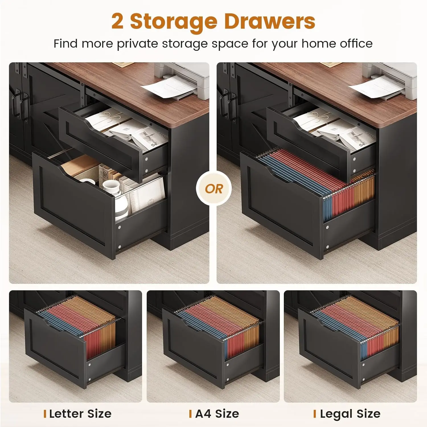 2025-hotFarmhouse L Shaped Standing Desk, 55 inch Height Adjustable Corner Desk with Storage Drawers, Standing Computer Desks