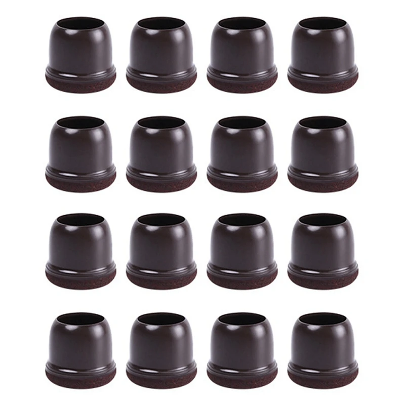 ABSE-16 Pcs Extra Small Silicone Chair Leg Floor Protectors, Brown Chair Leg Caps Wrapped Felt