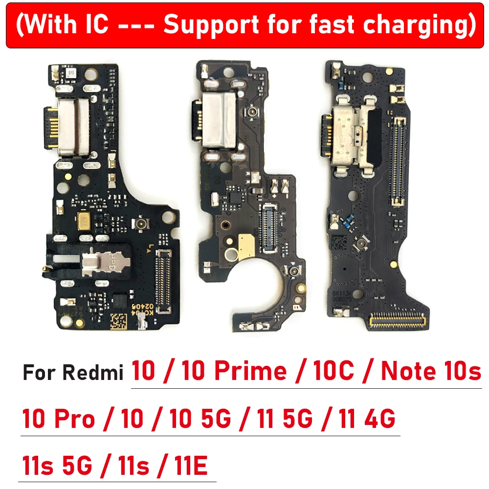 

NEW USB fast Charging Port Dock Charger Plug Connector Board Flex For Xiaomi Redmi 10C Note 11E 10S 11 12 Pro 5G 4G 10 Pro Prime