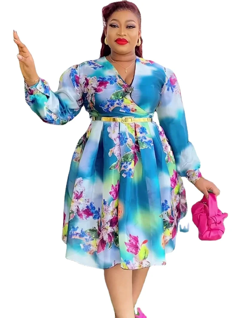 

Elegant African Dresses for Women 2024 New Spring Print Africa Clothing Plus Size Evening Party Dress Dashiki Ankara Outfit Robe