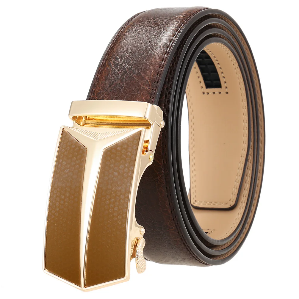 3,5 cm Klassische Business Büro Schwarz Braun Echtes Kuh Leder Gürtel Für Männer Luxus Designer Automatische Schnalle Formale Strap Männlich – Detail 12