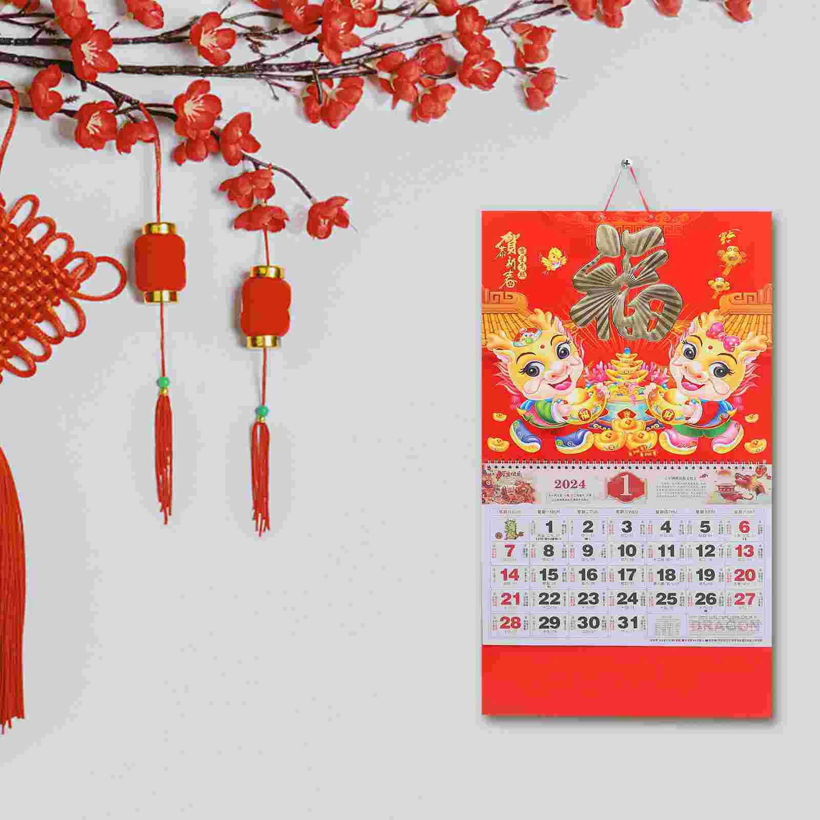 Home Decoration Calendar Fu Character House Warming Present Chinese Style Paper Daily Household Monthly Housewarming