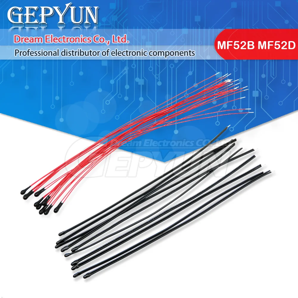 10PCS NTC Thermistor Thermische Widerstand MF52B MF52D 10K 100K Sonde strap draht B3950 B3435 1% 10CM Temperatur control sensor neue