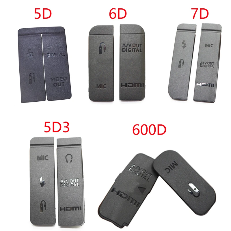 

10sets USB/HDMI-compatible DC IN/VIDEO OUT Rubber Door Bottom Cover For Canon EOS 5D 6D 7D Mark II 5D2 5D3 600D 650D 70D Camera