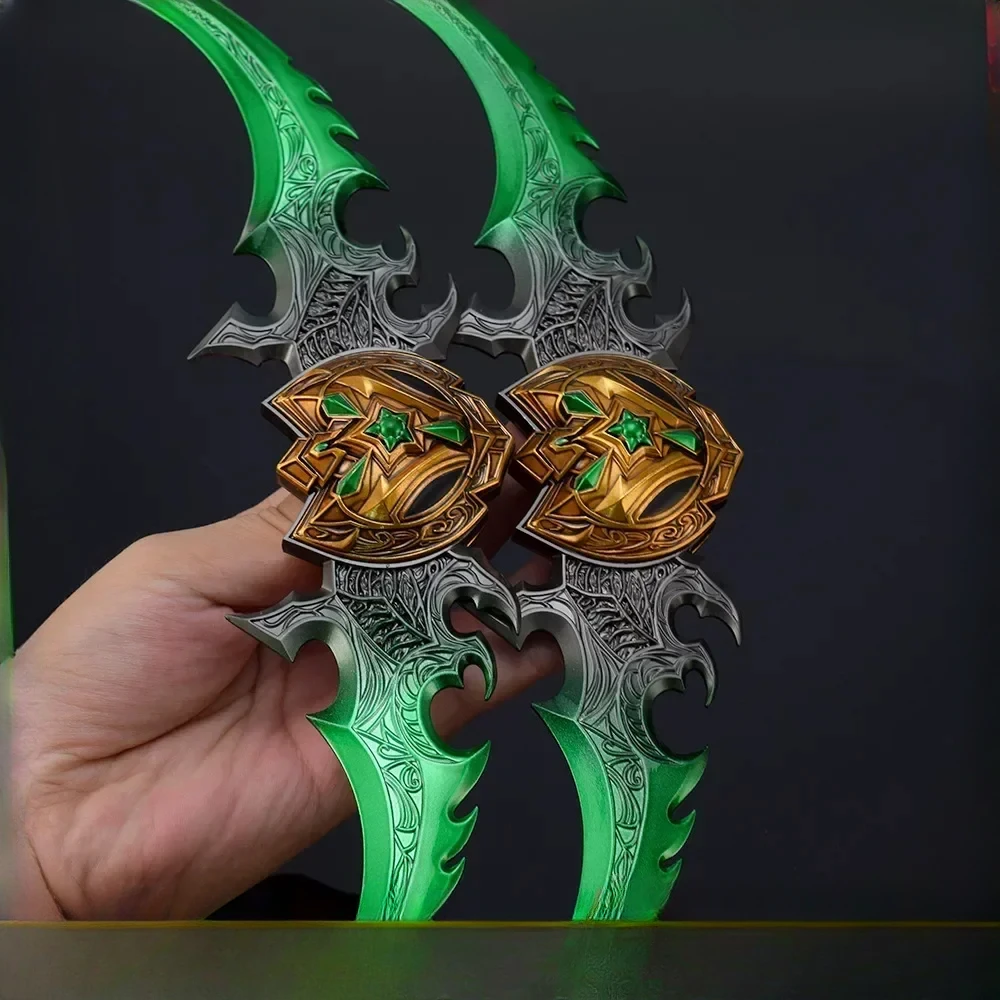 29cm World of Warcraft Weapon Warglaive of Azzinoth Illidan Azeroth 29cm Metal Anime Game Uncut Weapon Model Crafts Gift Toy 4