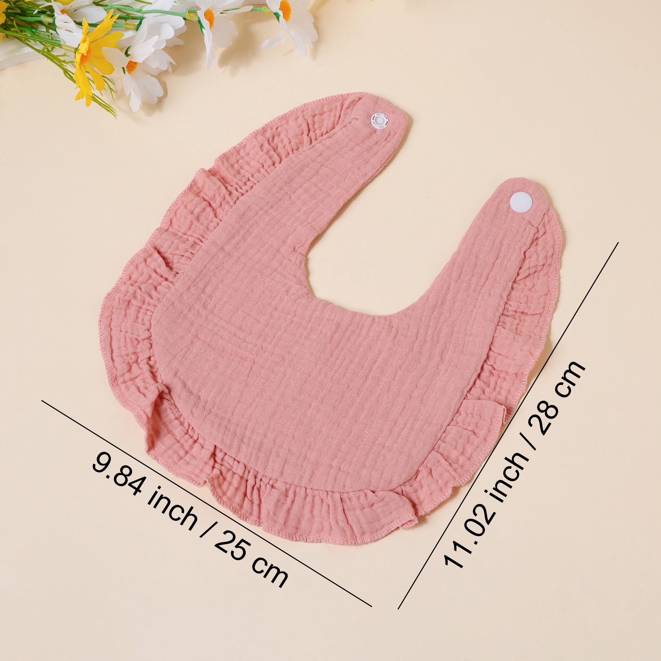 4개/세트 아동 턱받이 세트 면 모슬린 용  편안한 침받이 물방울 모양 타월 단색 버튼형 키즈 턱받이