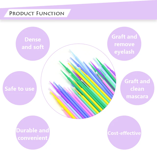100PCS/Box Eyelash Cleaning Brush Lash Extension Micro Cotton Swab Individual Eyelashes Microbrush Beauty Clean Remover Tools
