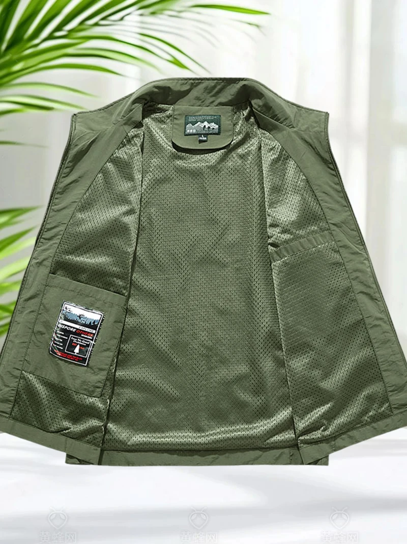 Plus Size 8XL Outdoor Vest Men Sleeveless Jacket Men Camping Hiking Coats with Mesh Lined Breathable Fishing Vest Jacket Pockets