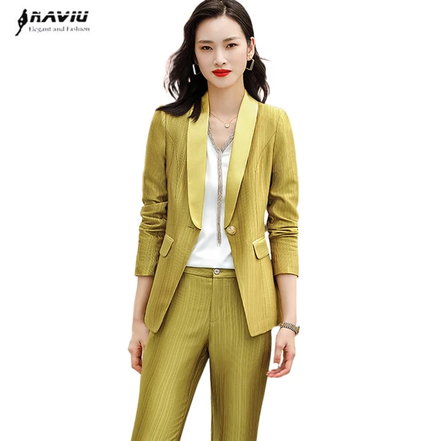 Otoño Primavera Mujer Conjuntos 2023 Business Manga Larga Blazer Traje de  vestir