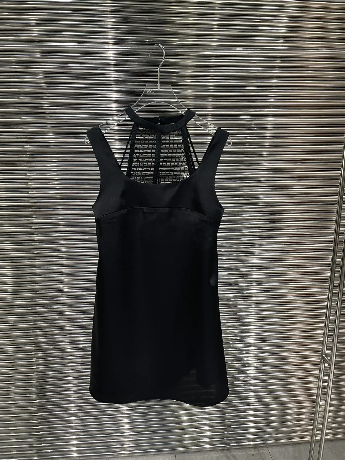 

202323 New spring and summer bead mesh stitching sleeveless dress