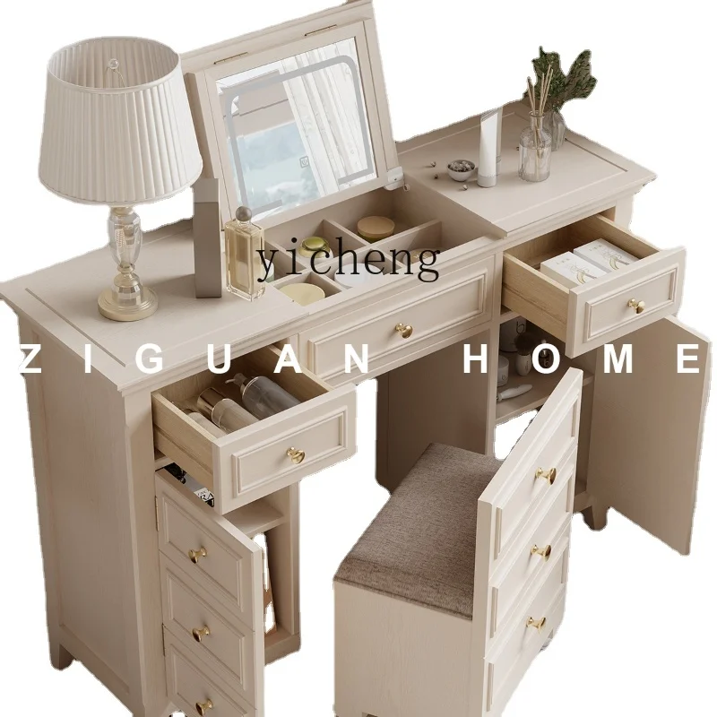 

Yy French Cream Style Dressing Table Mid-Ancient Light Luxury Dressing Table Milk Coffee Color