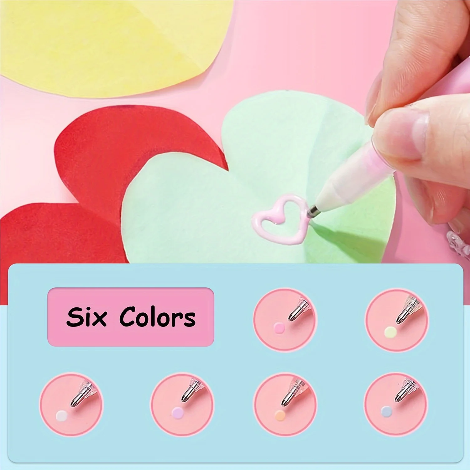 6Pcs 마카롱 디스펜스 펜 학생 Diy 핸드 계정 수동 빠른 건조 접착제 디스펜스 학교 사무용품 편지지