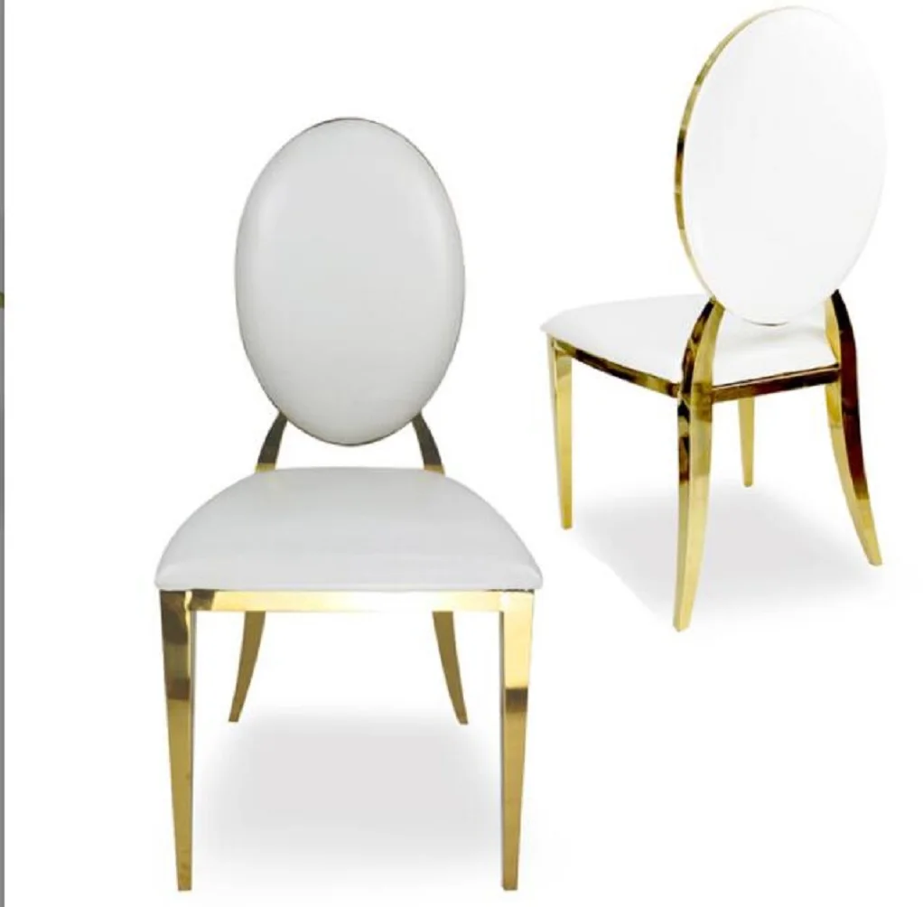 2pcs Luxury Furniture Gold Stainless Steel Stacking Leather Event Banquet Wedding Chair For Hotel