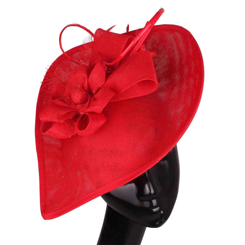 

Ladies Red Fascinators For Kentucky Derby Hats With Veils Bridal Floral Headwear On Hair Clips Event Cocktail Headdress SYF258