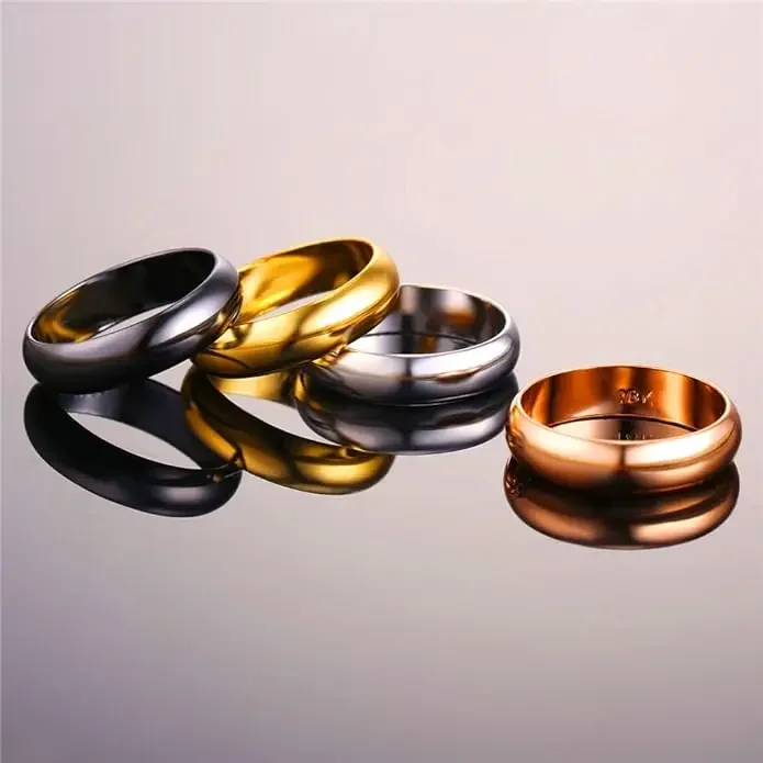 Simple Style Wedding Bands Rings Gold/Silver/Black Color 5MM Wide Couple Lover's Ring for Men/Women Anniversary Gift