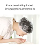 Disposable Shower Cap Plastic Hair Bath Hat Elastic Women Waterproof Caps For Spa Salon Hotel Hair Dye Bathroom Rosa Kitchen 2
