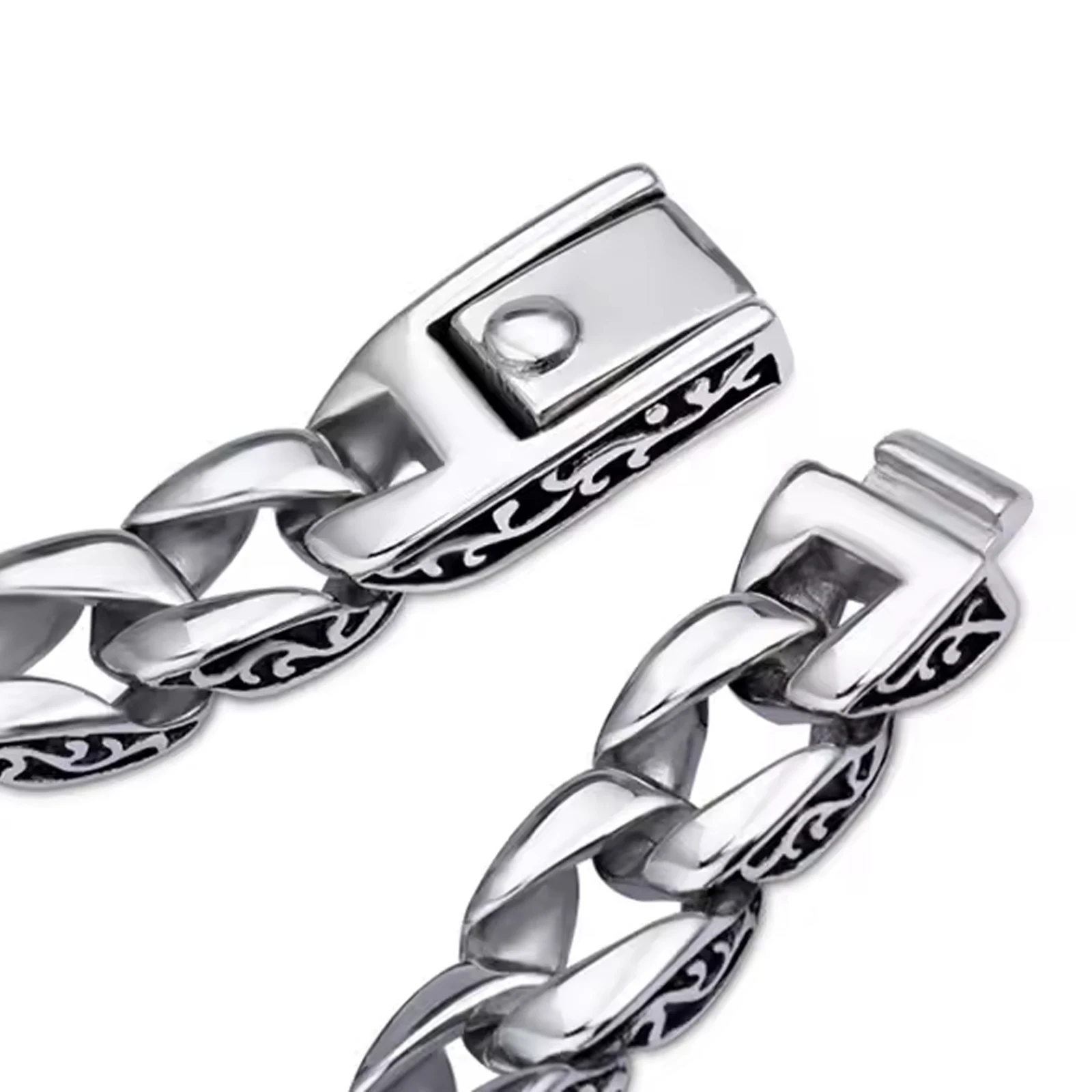 Men's Cuban Bracelet, Motorcycle Rider Wrist Bracelet, Stainless Steel Jewelry