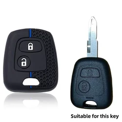 Premium Silicone 2 - Button Car Key Cover Case Protector (Black Blue Line)