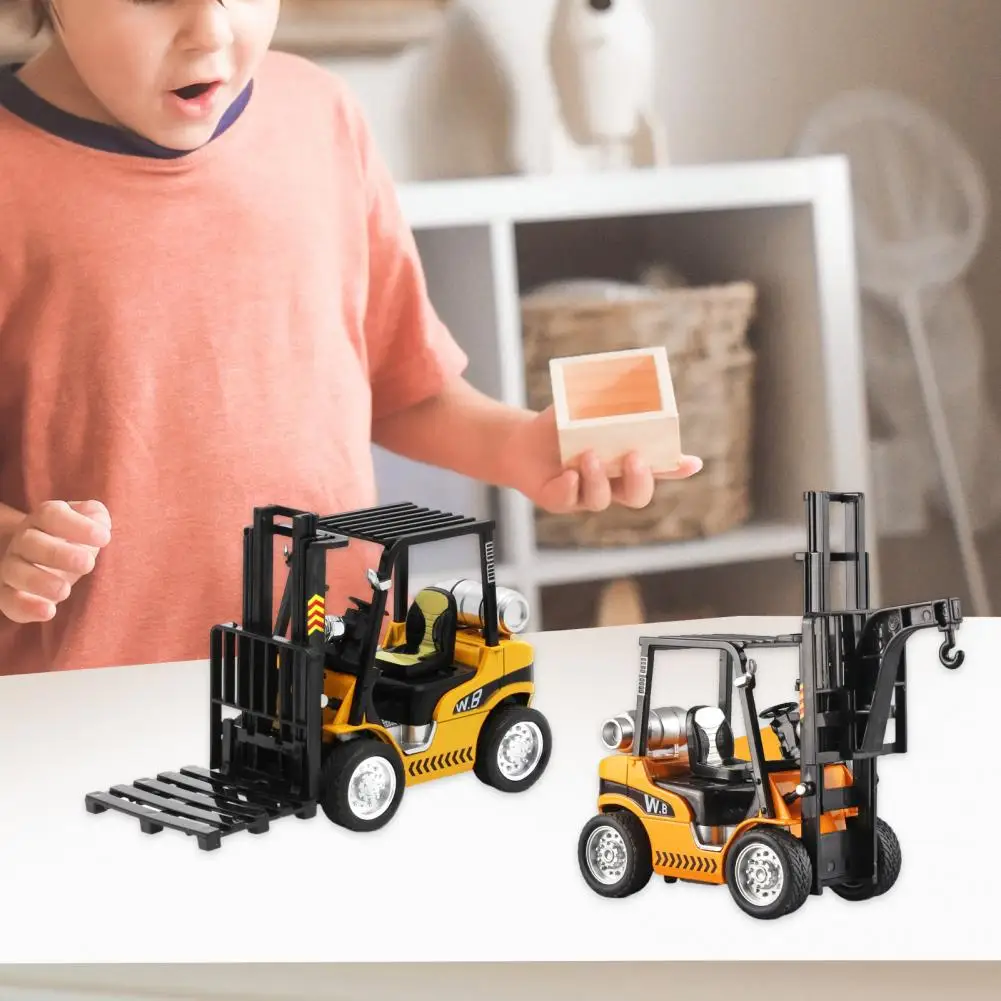 Forklift Lifting Cranes Toy with Music Light Lift And Fall Long Arm Simulation Pull Back Toy Ornament 1:24 Scale Engineering Tru
