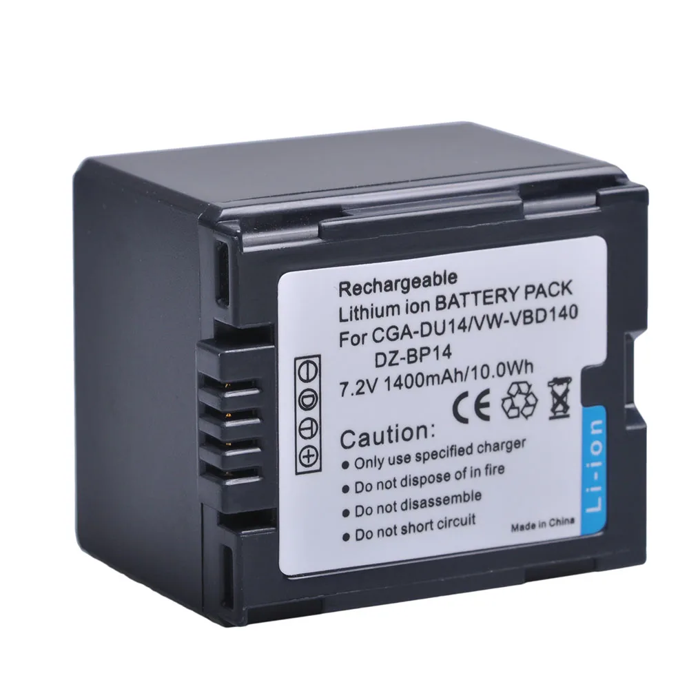 

1x VW-VBD140 DZ-BP14 VW VBD140 CGA DU14 DZ BP14 CGADU14 Li-ion Battery Bateria for PANASONIC DU06 DU07 NV-GS10 CGADU14 CGA-DU14