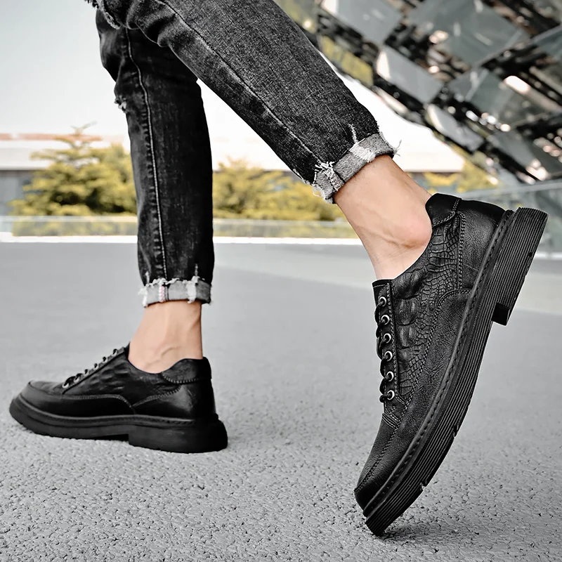 Scarpe casual in pelle da uomo Slip Comode in pelle Casual Trekking Walking Escursionismo leggero_voghion.com