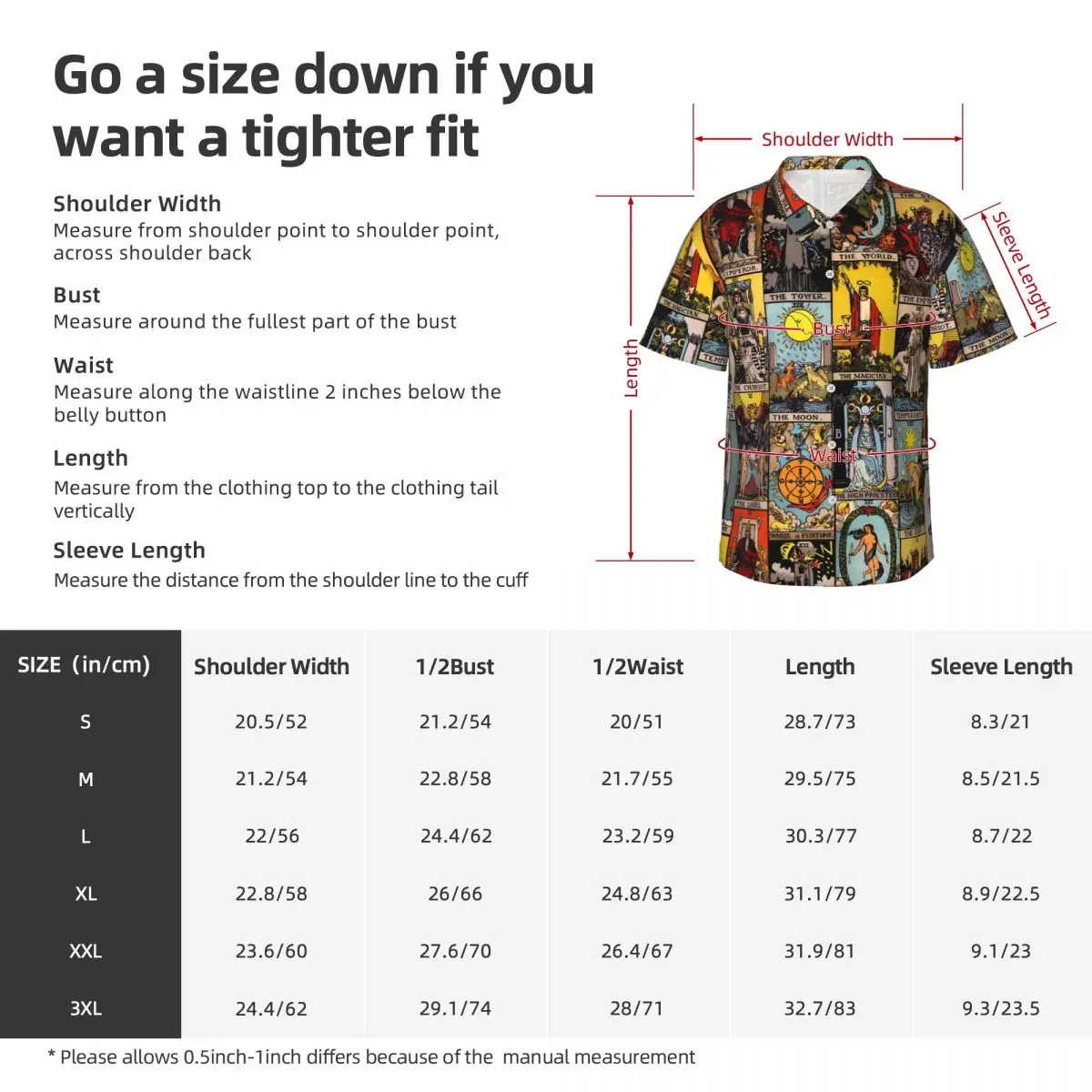 Tarot Hawaiian Shirt Men Beach A Major Arcana Print Casual Shirts Short Sleeve Breathable Design Novelty Oversize Blouses 5