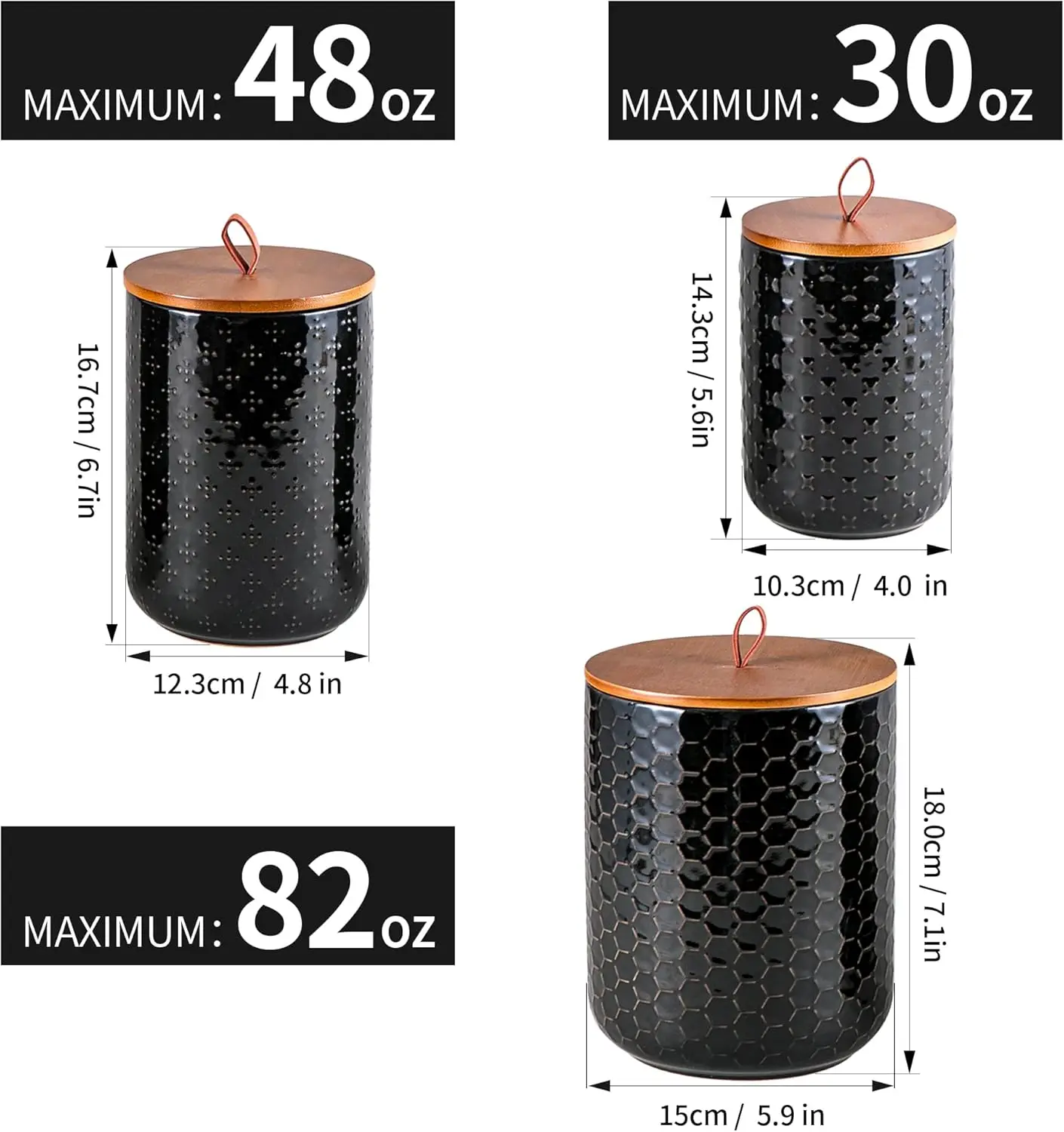 Black Ceramic Canister Set (3-Piece) 2