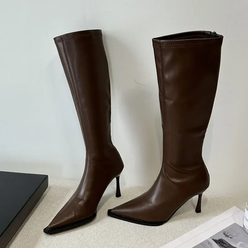 

2023 Winter Fashion Women Boots Long Pointed Toe Boots Fashion Knee High Boots Fashion Ladies Shoes Botas De Mujer