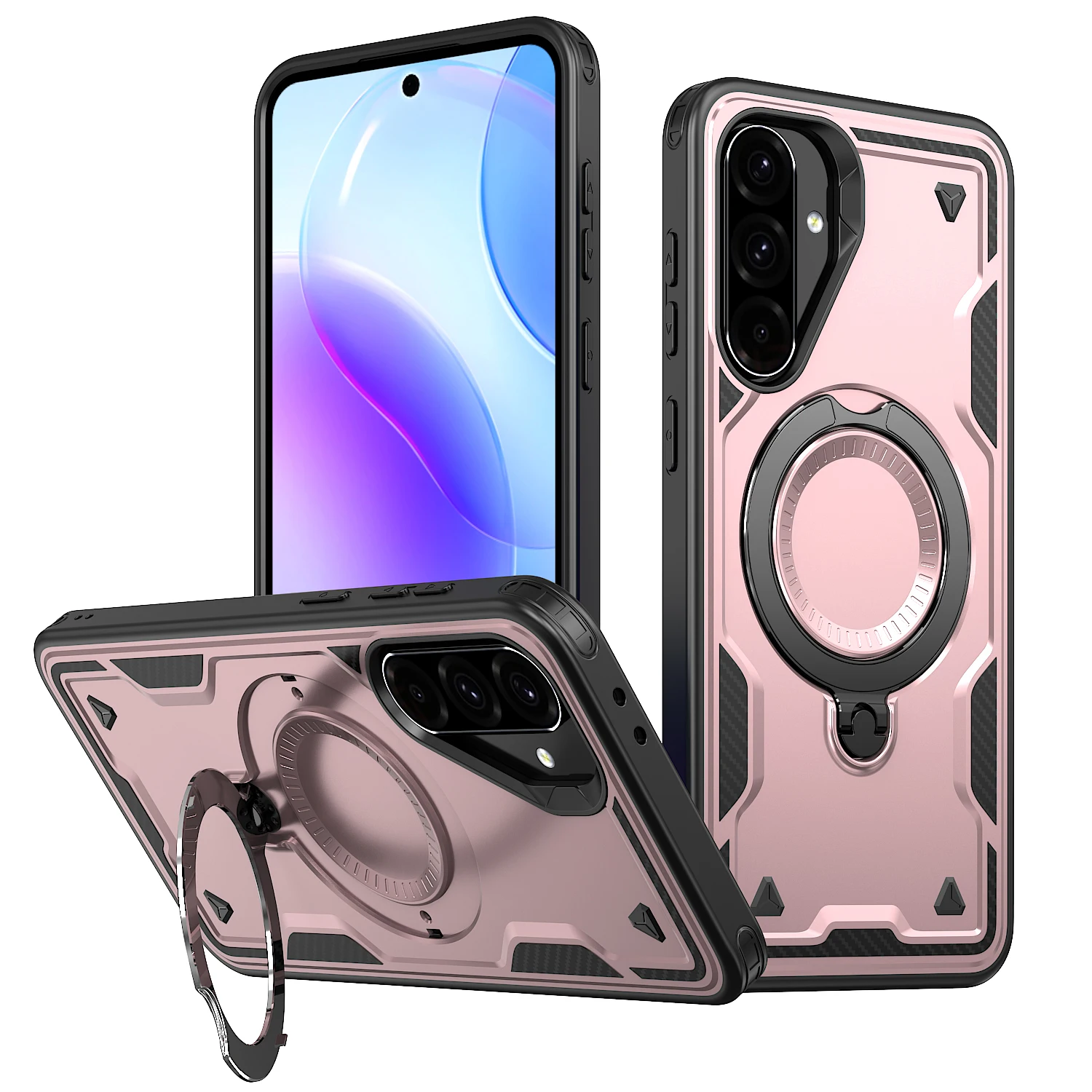 Enhanced Magnetic Armor Shockproof Phone Case with Wireless Charging Stand