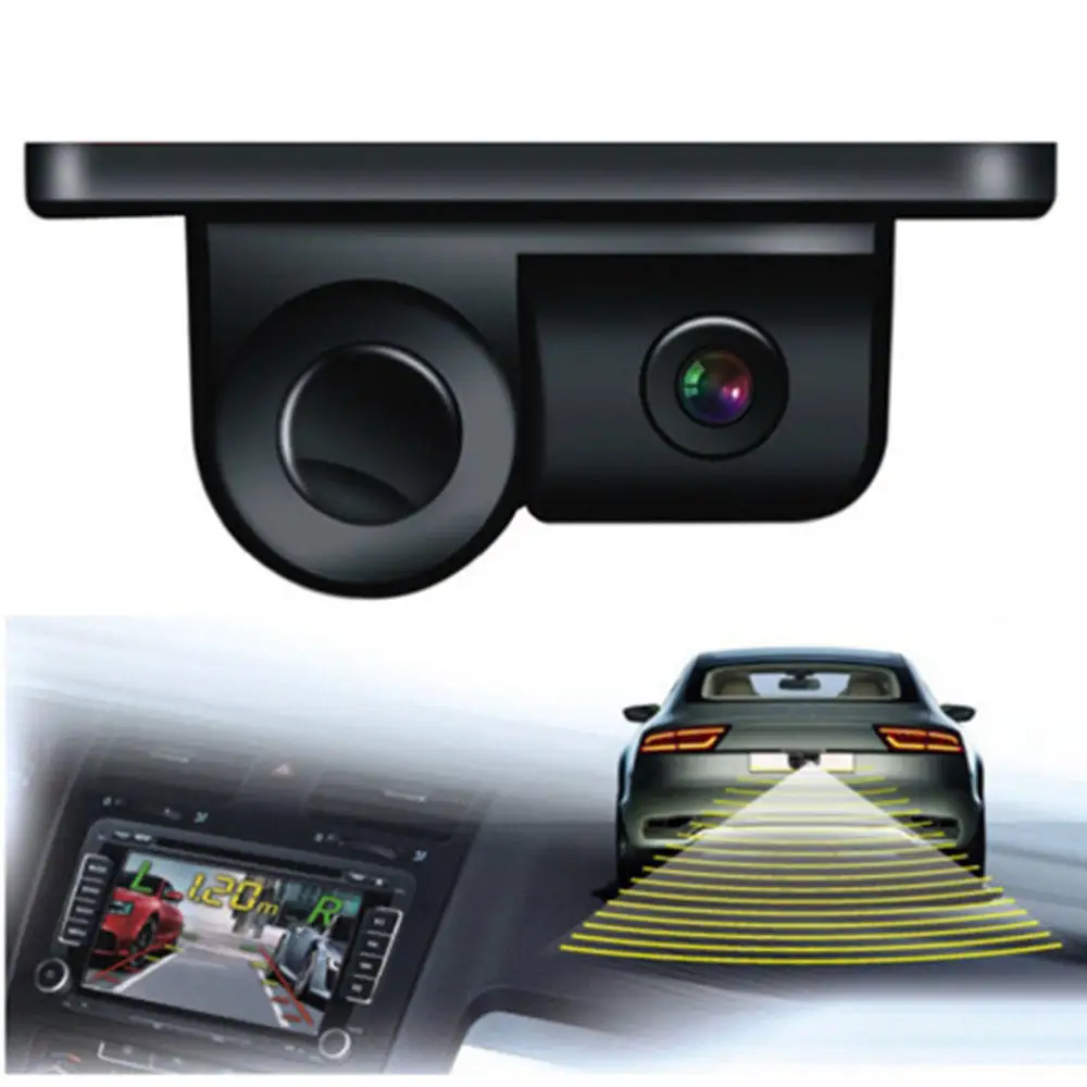 

2 in 1 Car Reverse Camera HD 720P CVBS Waterproof Reversing Aid Backup Cameras with Radar Parking Sensor Car Rear View Camera