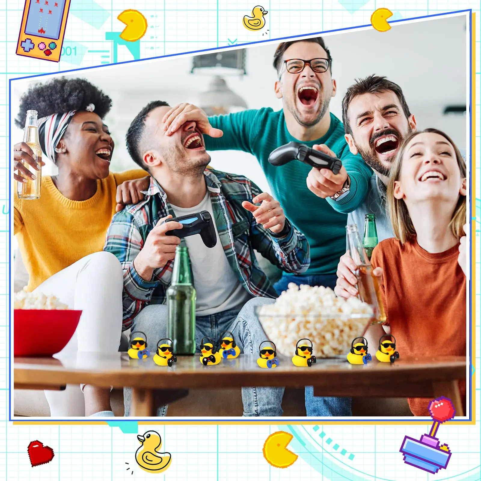 12/24/36PC Rubber Ducks Video Game Party Favors Rubber DucksRubber Ducks Accessories Toys for Birthday 3
