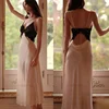 Lace Backless Ice Silk Nightdress Pajamas