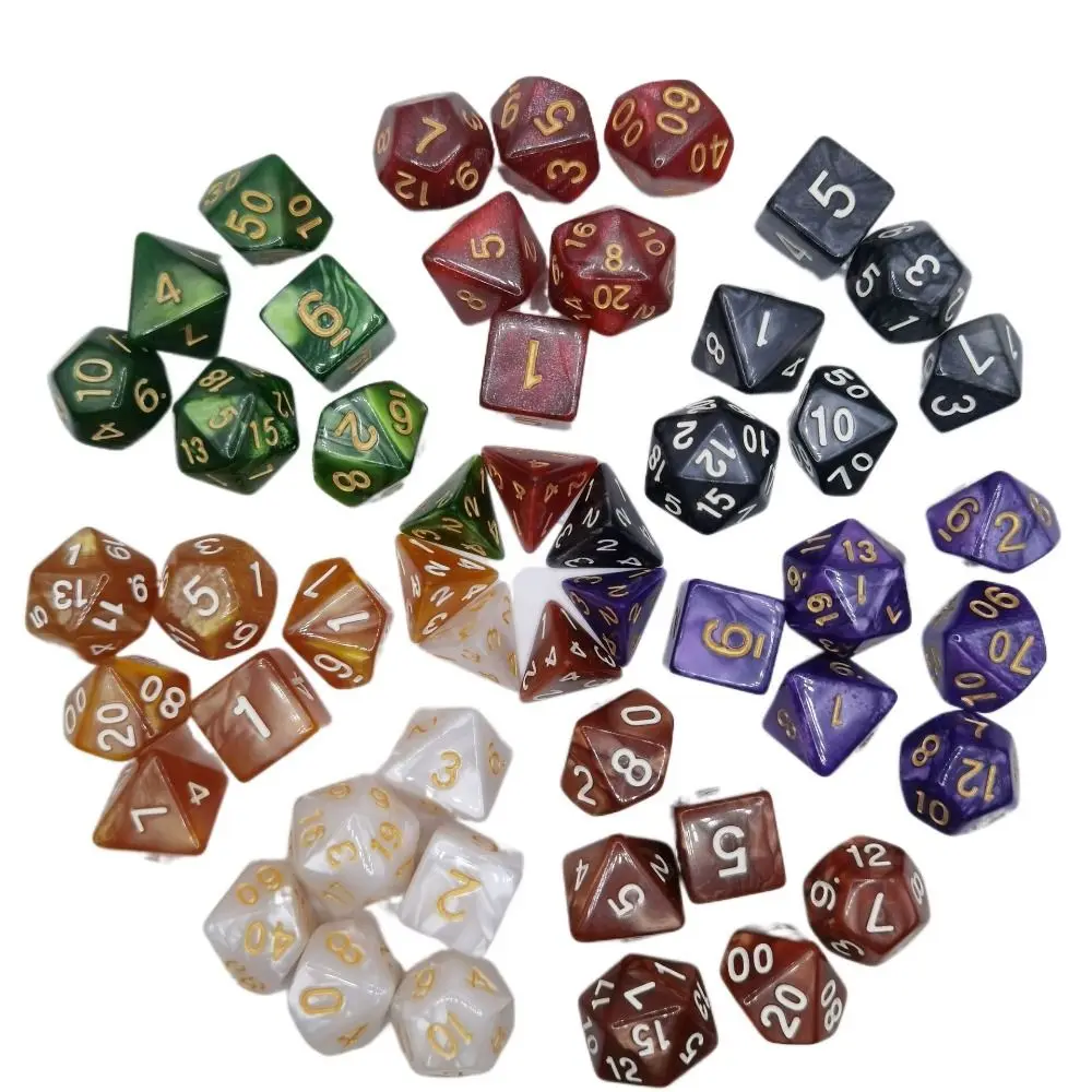 Digital Dices Glitter Dice Acrylic Cube Dice Boardgame Digital Game Dice Double Color Dice Polyhedral Dice Set Pearlescent Dice