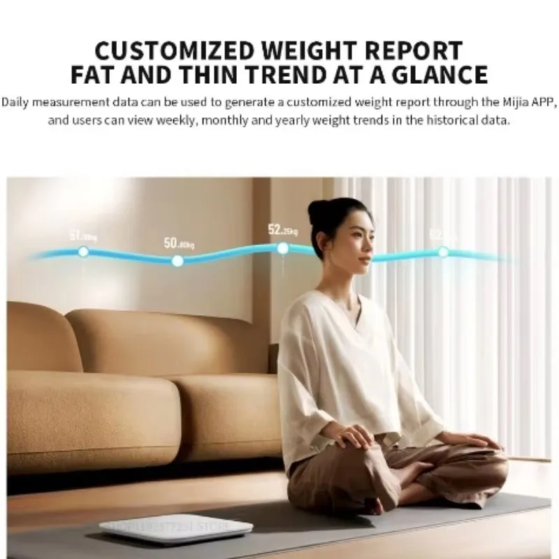 New Mijia Weight Scale S200 Smart Weighing Scale Bluetooth 5.4 LED Digital Display Accurate Measurement Works with MiJia APP