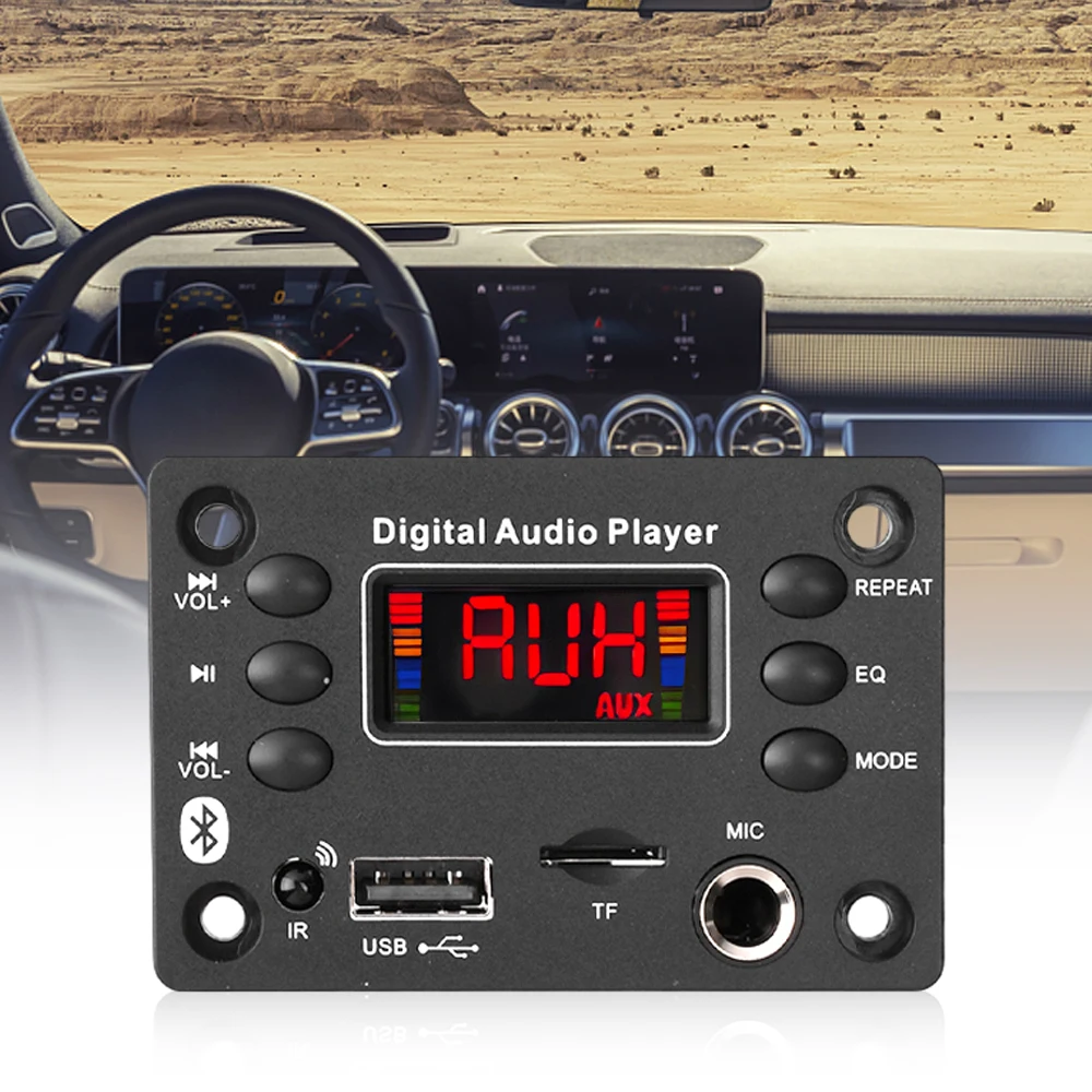 DC 7-16V Bluetooth 5.0 MP3 WMA WAV APE FLAC 디코딩 보드 2*25W 공방 모듈 차량용 오디오 마이크 음악 플레이어 스피커 라디오