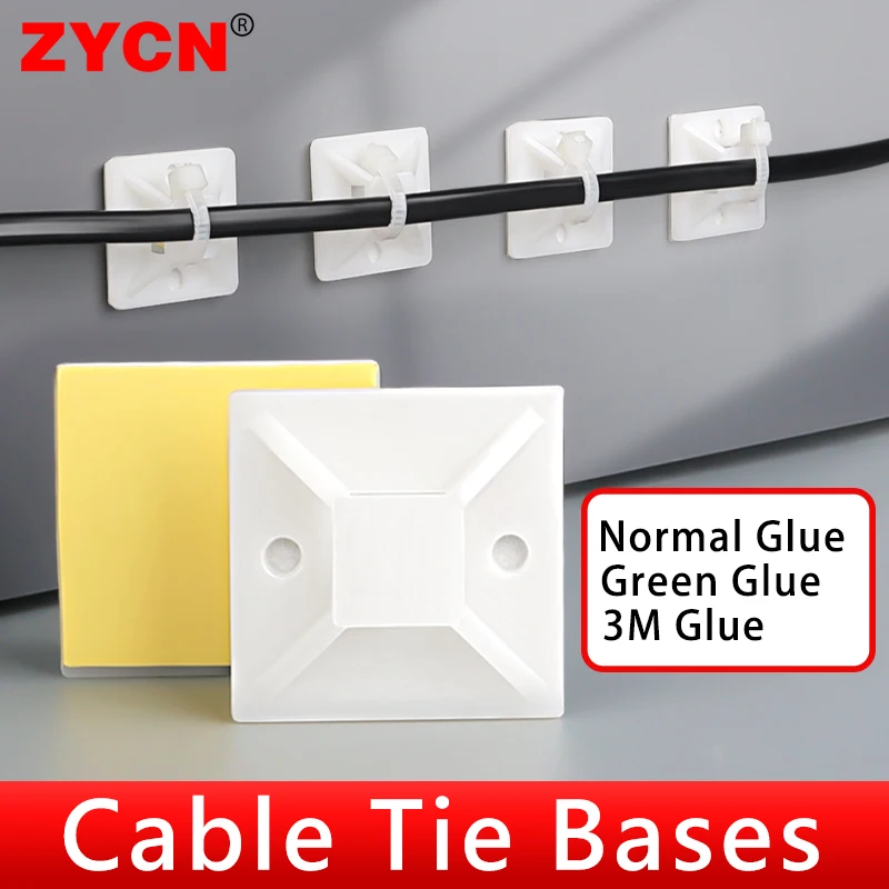 100PCS Self-Adhesive Positioning Upgrade Strong Glue Sucker Cable Tie Bases Mount Wire Fixing Seat Line Organizer Removable Wall