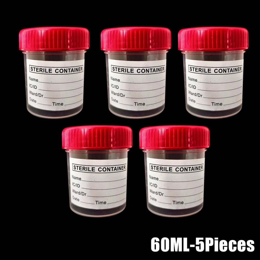 5pcs 60ml Urine Collection Sample Cup Specimen Bottle Container 60ML Plastic Cup Container for Use