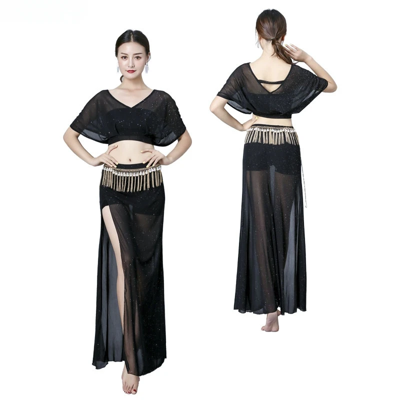 

Women Belly Dance Clothes Milk Silk Belly Dance Suit 2pcs Top Skirt Girls Bellydance Costume Latin/ballroom Dance Set Clothing